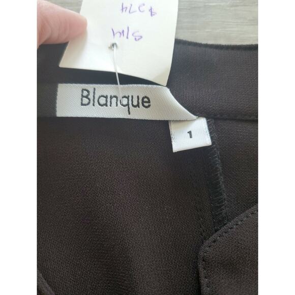 Blanque Womens Brown Asymmetric Button Down Top Size 1 Triacetate Blend - Picture 7 of 8